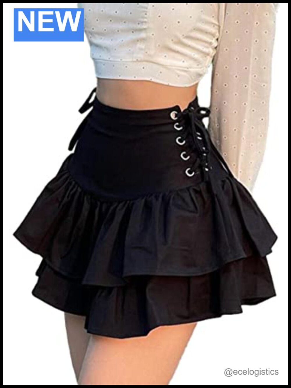 Goth Velvet High Waist Mini Skirt Punk Grunge Emo Lace Hem